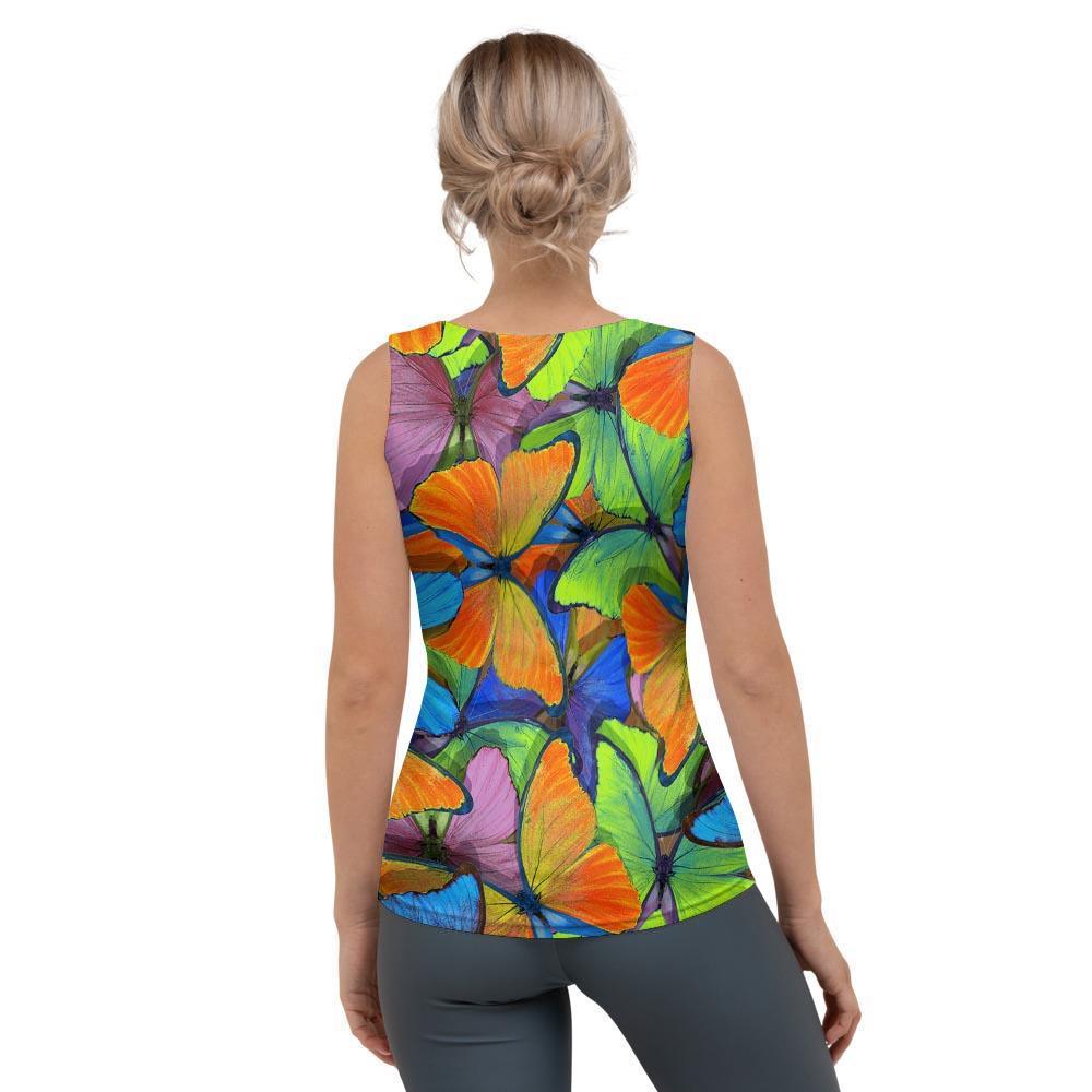 Multicolor Butterfly Print Women's Tank Top-grizzshop