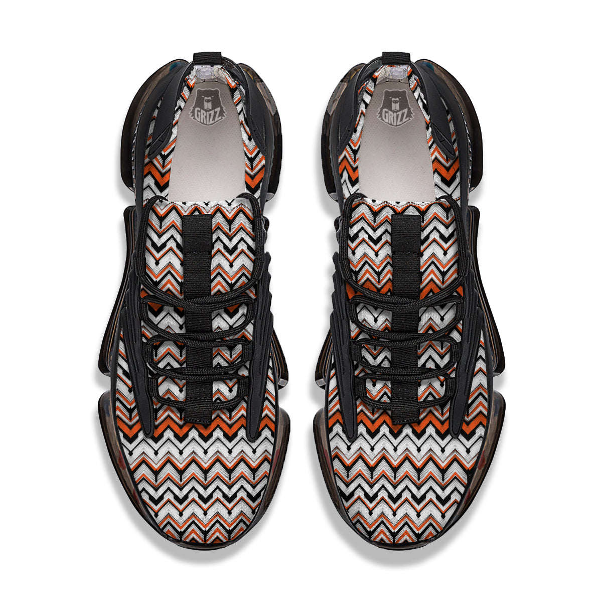 Multicolor Hand Drawn Zigzag Print Black Gym Shoes-grizzshop