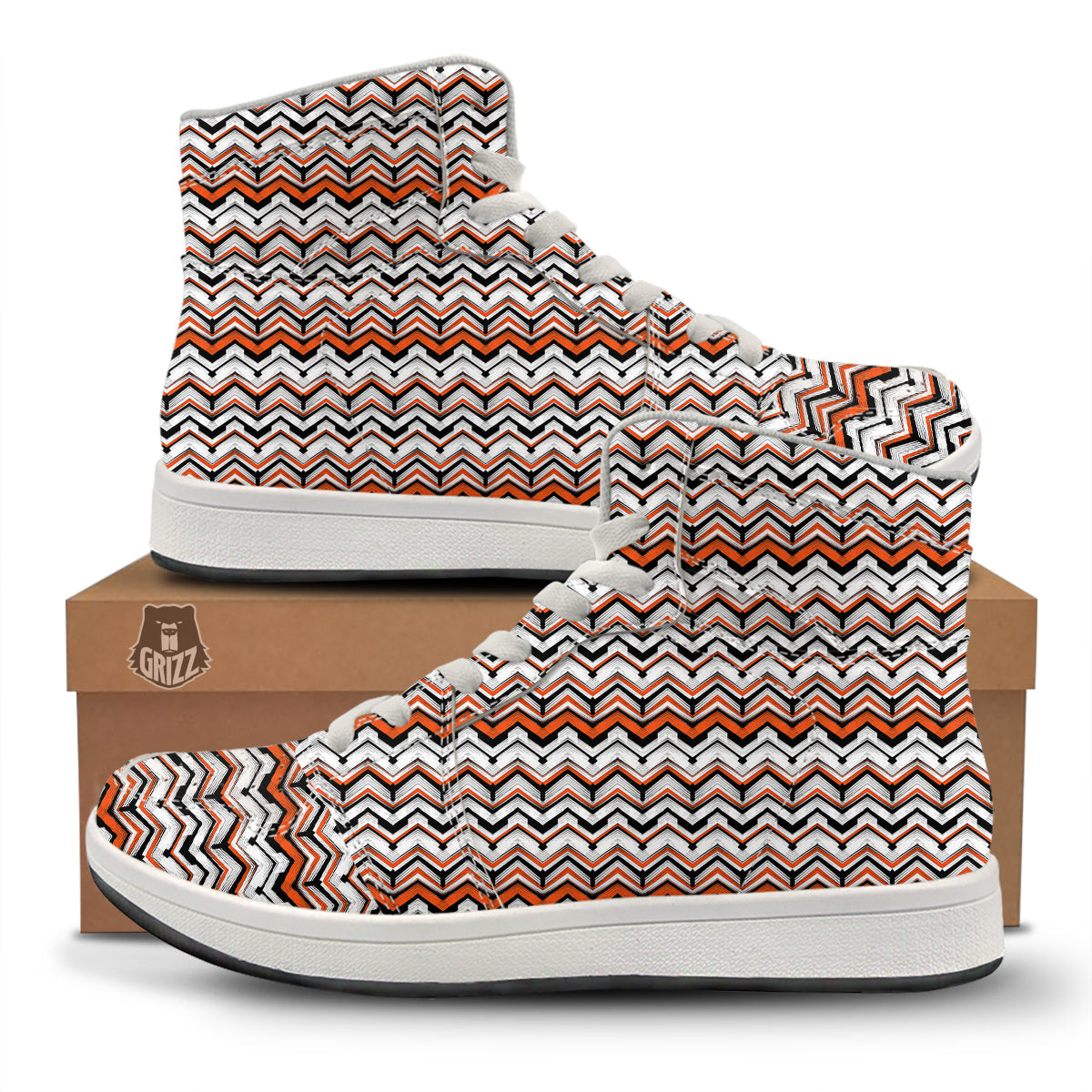 Multicolor Hand Drawn Zigzag Print High Top Sneakers-grizzshop