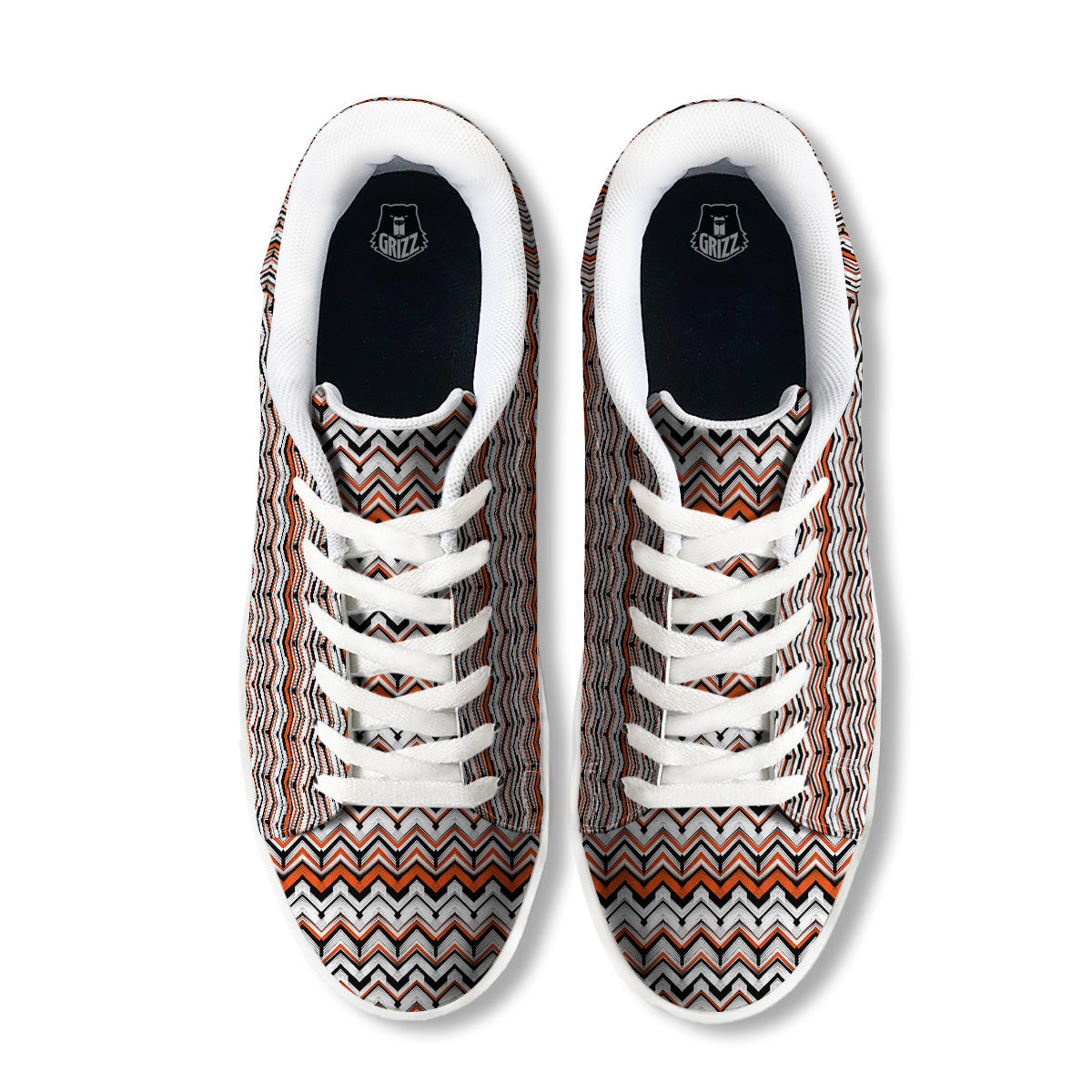 Multicolor Hand Drawn Zigzag Print White Low Top Sneakers-grizzshop