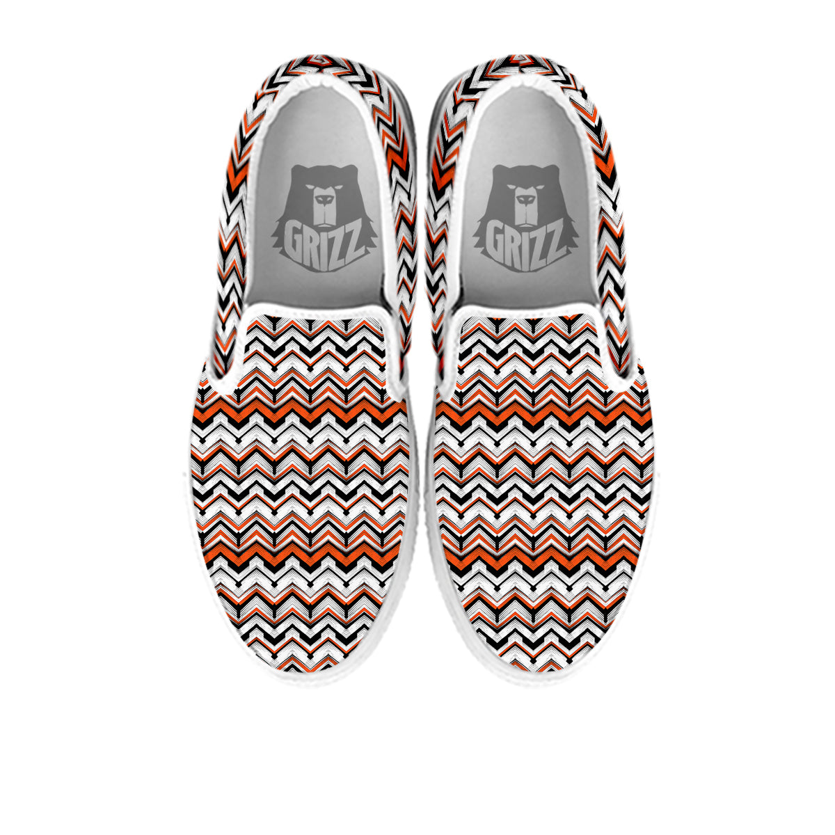 Multicolor Hand Drawn Zigzag Print White Slip On Shoes-grizzshop