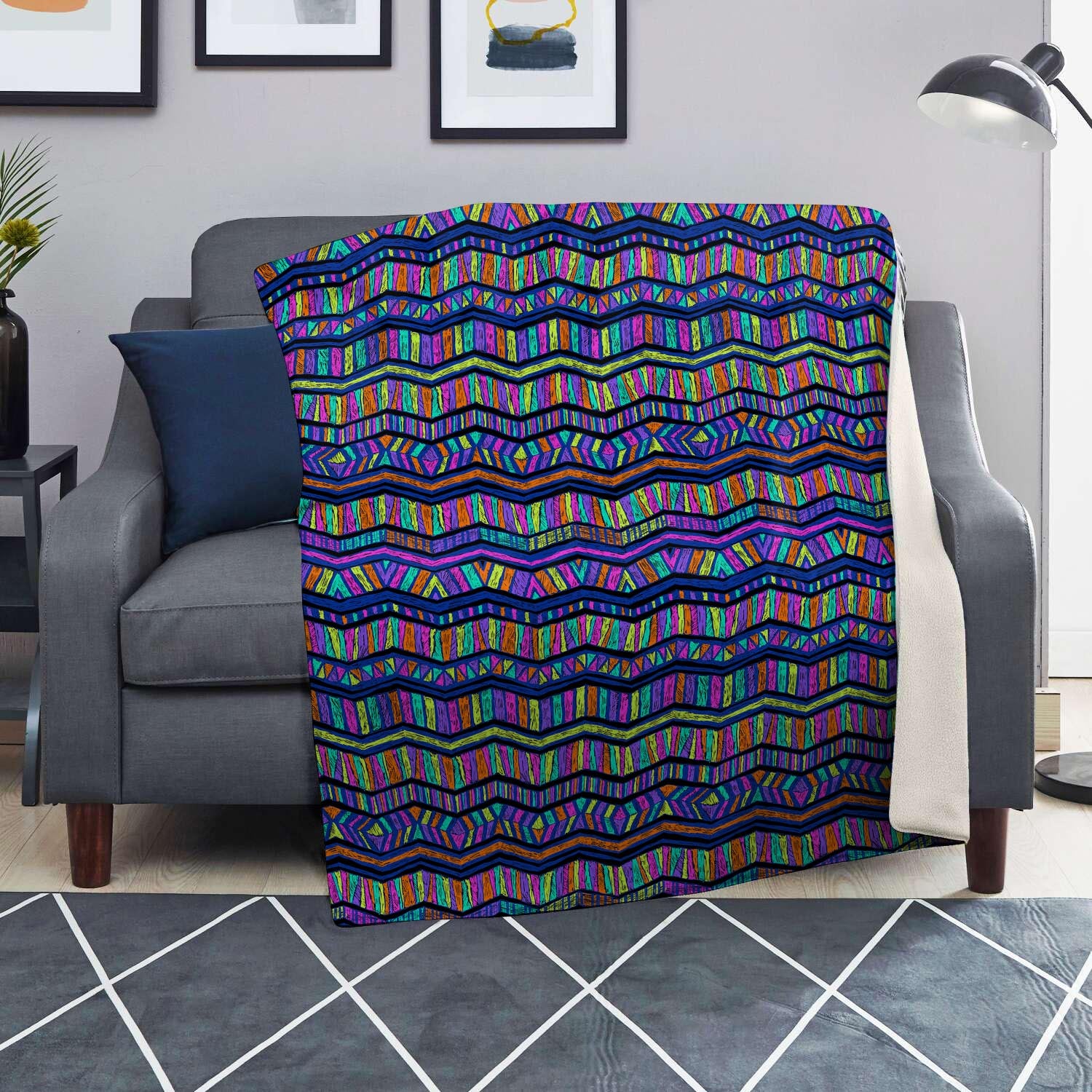 Multicolor Indian Aztec Doodle Elements Abstract Blanket-grizzshop