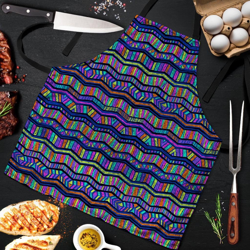 Multicolor Indian Aztec Doodle Elements Abstract Men's Apron-grizzshop