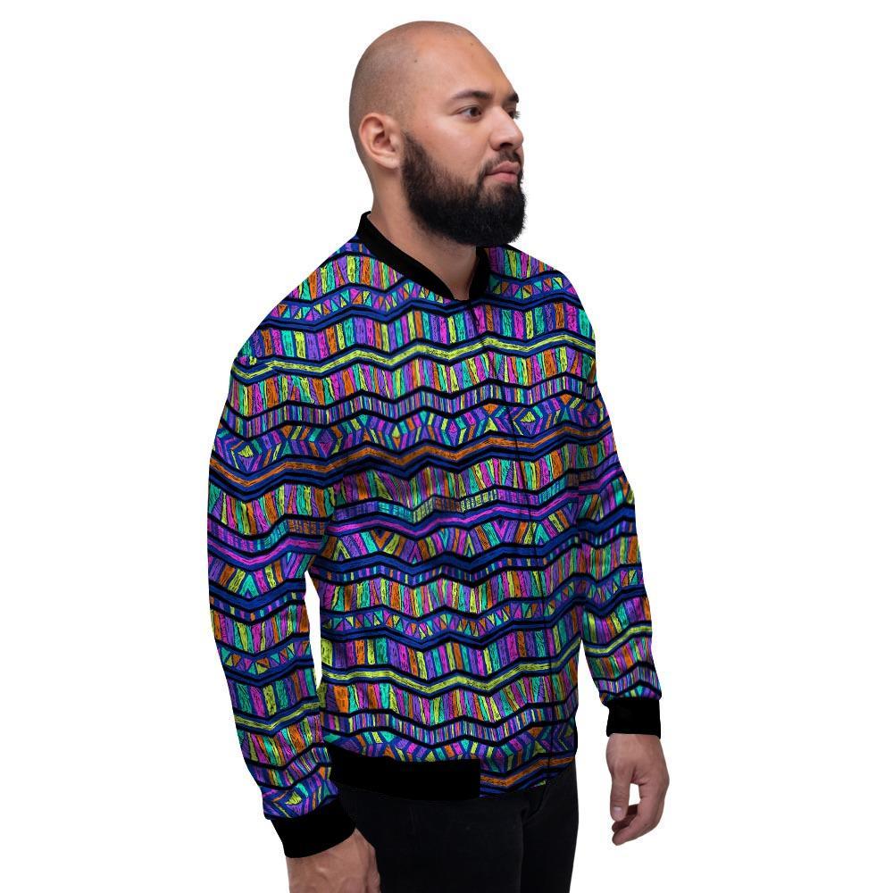 Multicolor Indian Aztec Doodle Elements Abstract Men's Bomber Jacket-grizzshop