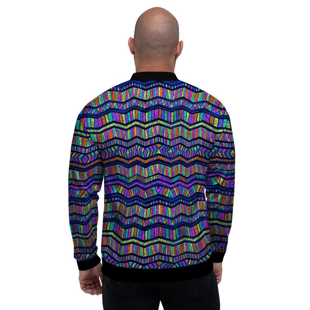 Multicolor Indian Aztec Doodle Elements Abstract Men's Bomber Jacket-grizzshop
