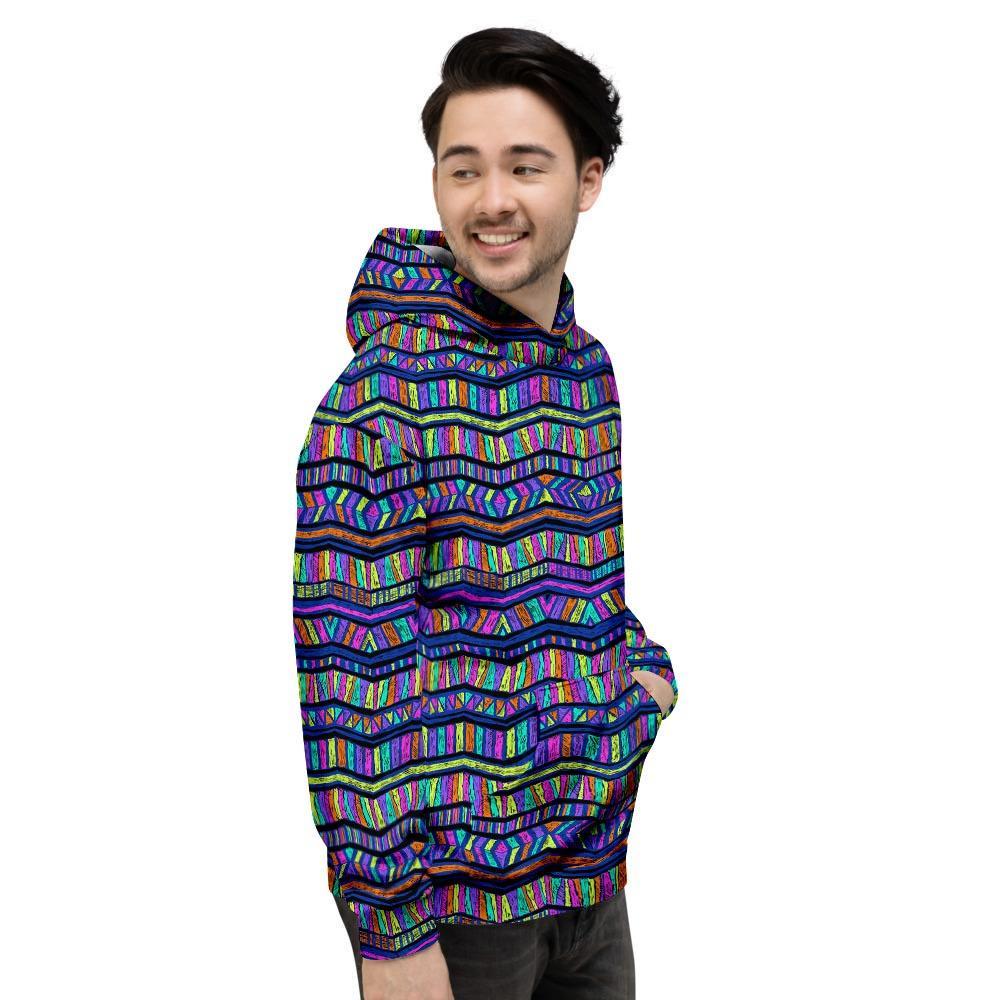 Multicolor Indian Aztec Doodle Elements Abstract Men's Hoodie-grizzshop