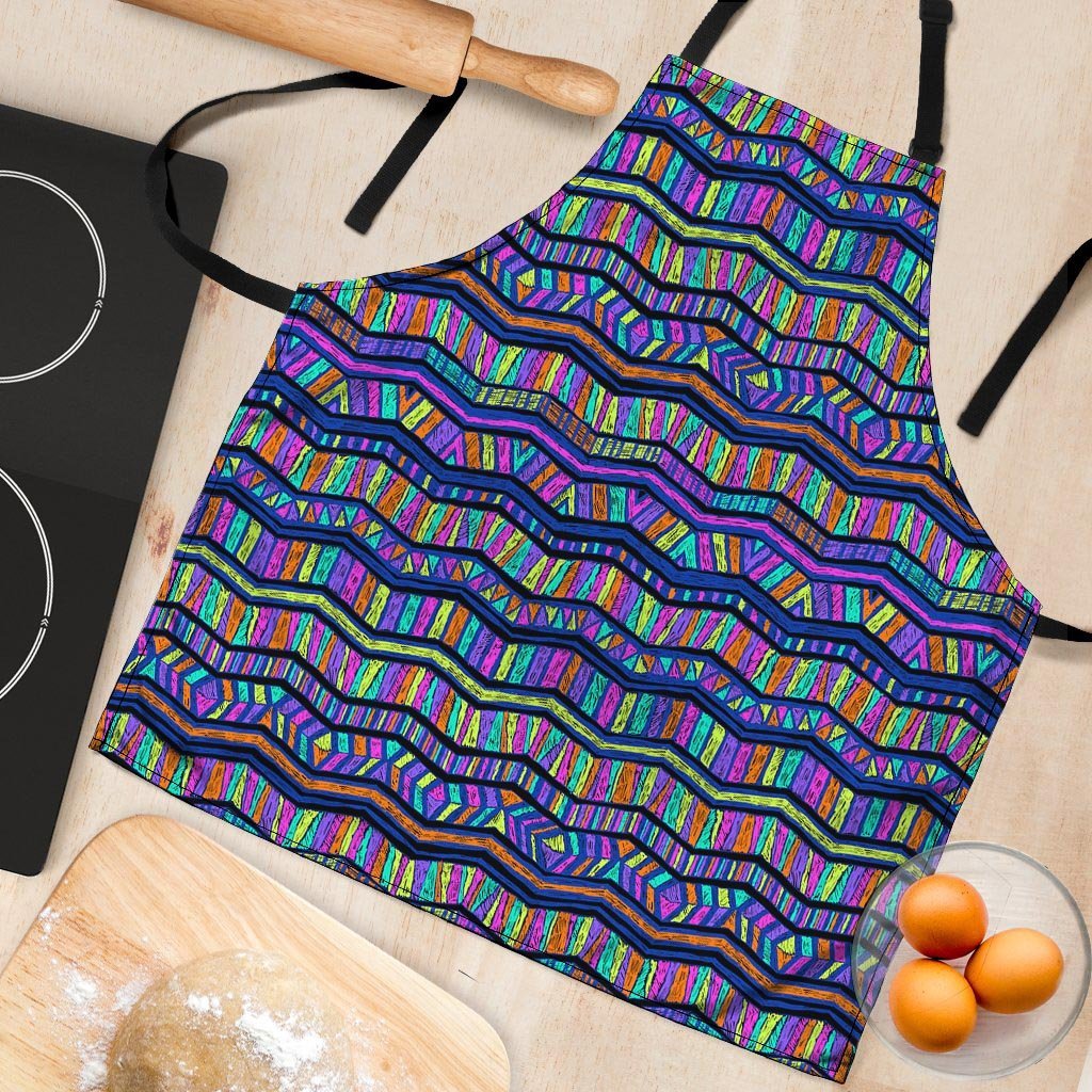Multicolor Indian Aztec Doodle Elements Abstract Women's Apron-grizzshop