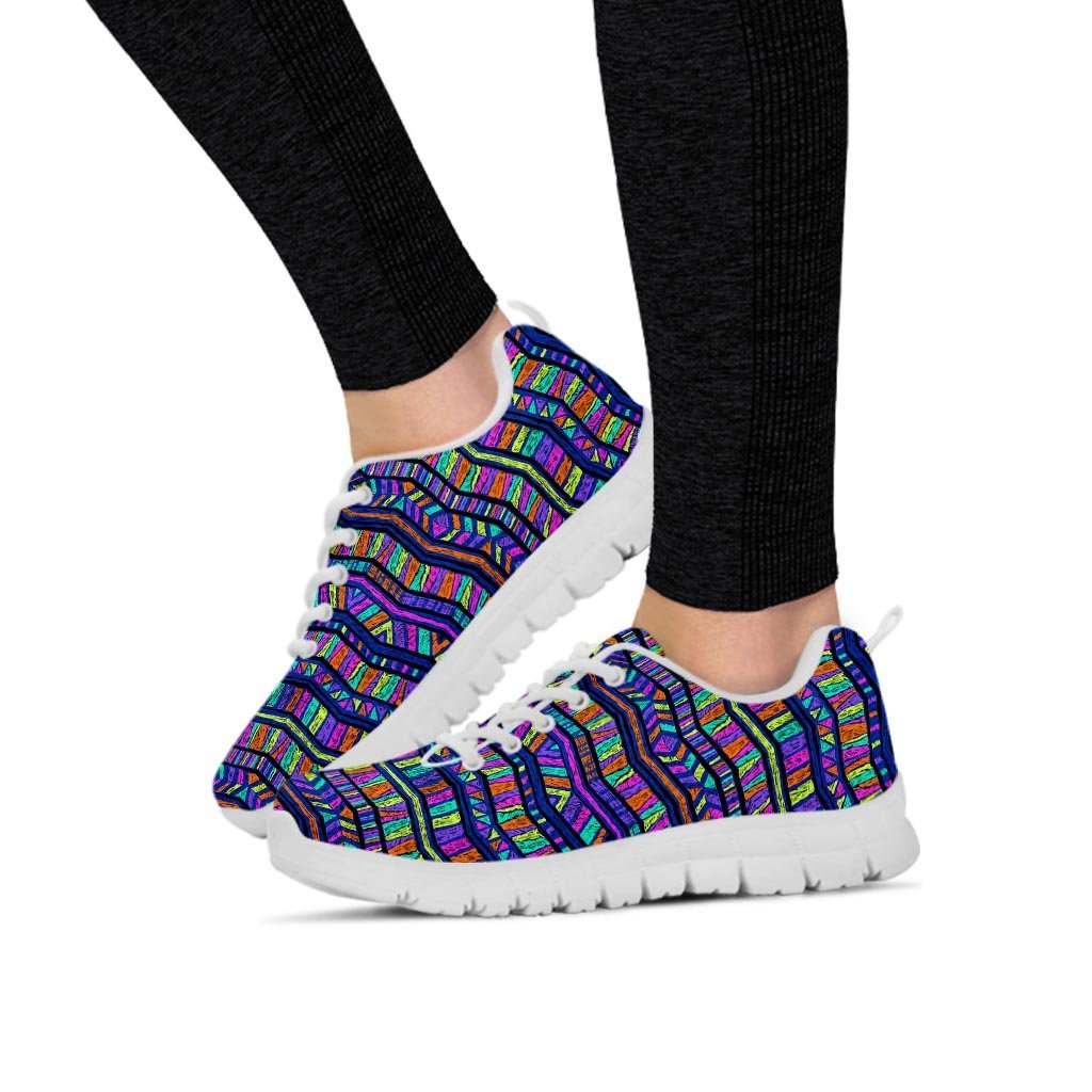 Multicolor Indian Aztec Doodle Elements Abstract Women's Sneakers-grizzshop