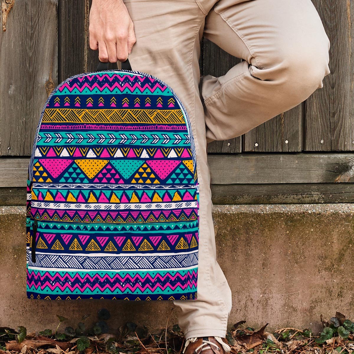 Multicolor Indian Aztec Geometric Art Backpack-grizzshop
