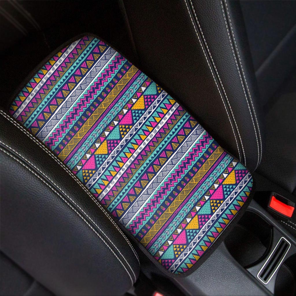 Multicolor Indian Aztec Geometric Art Car Console Cover-grizzshop