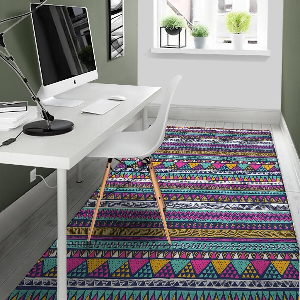 Multicolor Indian Aztec Geometric Art Floor Mat-grizzshop