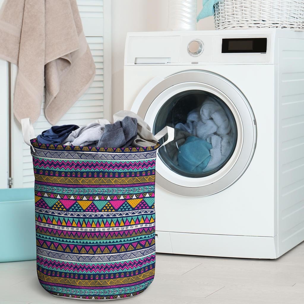 Multicolor Indian Aztec Geometric Art Laundry Basket-grizzshop