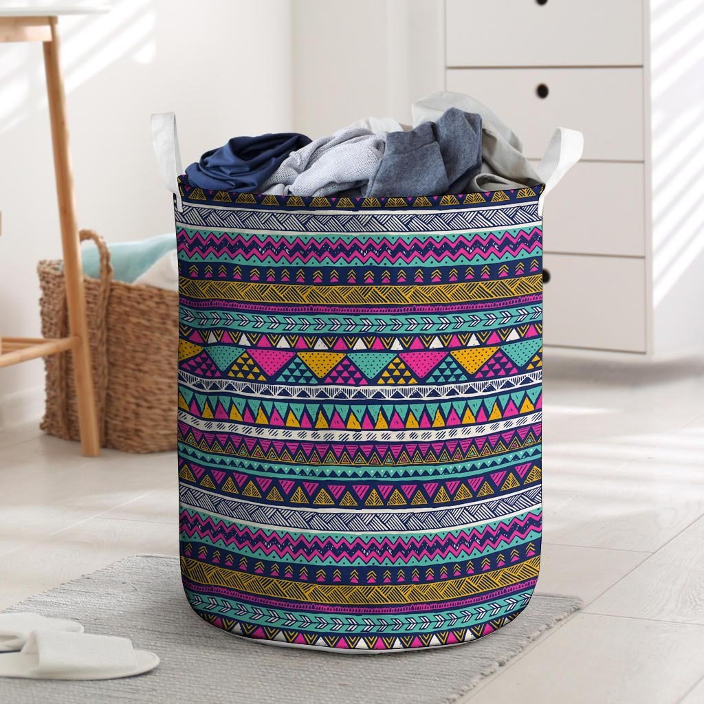 Multicolor Indian Aztec Geometric Art Laundry Basket-grizzshop