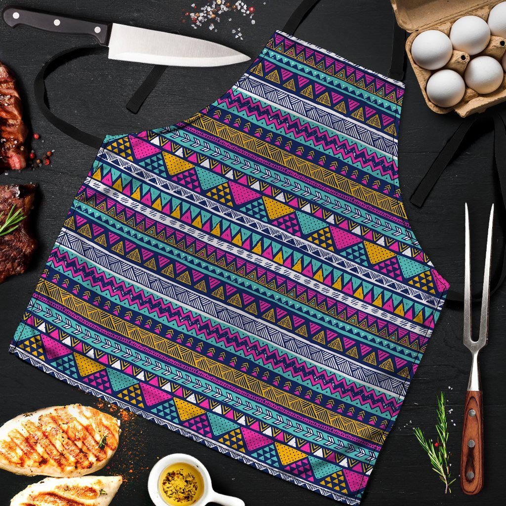 Multicolor Indian Aztec Geometric Art Men's Apron-grizzshop