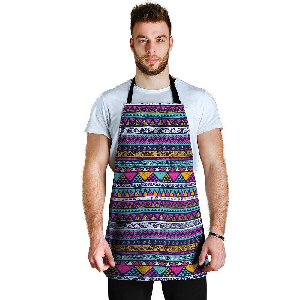 Multicolor Indian Aztec Geometric Art Men's Apron-grizzshop
