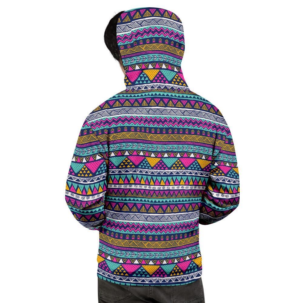 Multicolor Indian Aztec Geometric Art Men's Hoodie-grizzshop
