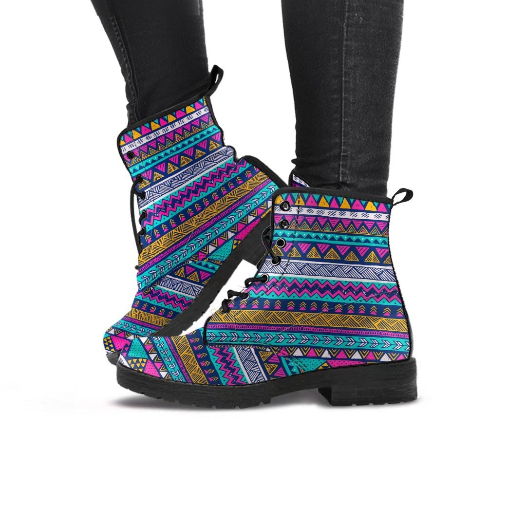 Multicolor Indian Aztec Geometric Art Women's Boots-grizzshop
