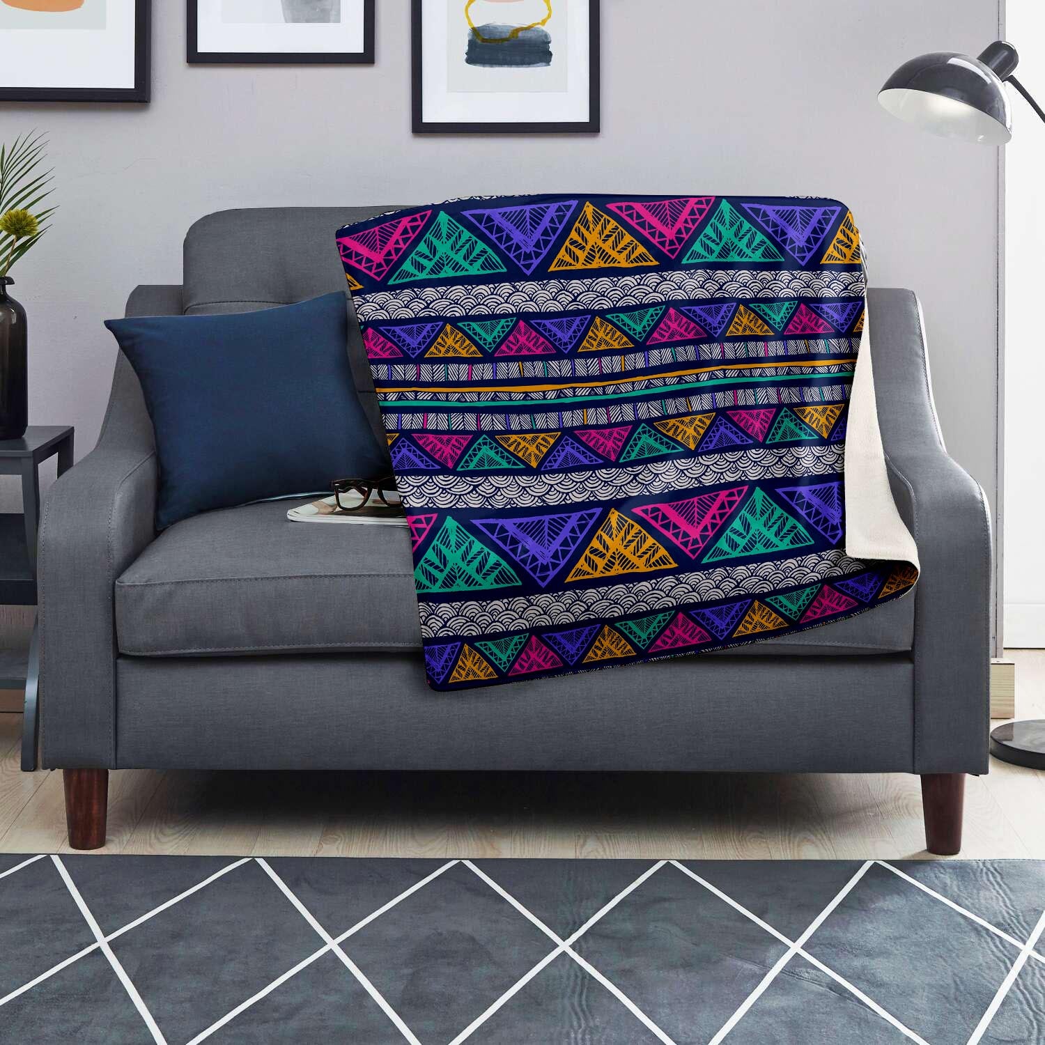 Multicolor Native Aztec Abstract Doodle Blanket-grizzshop