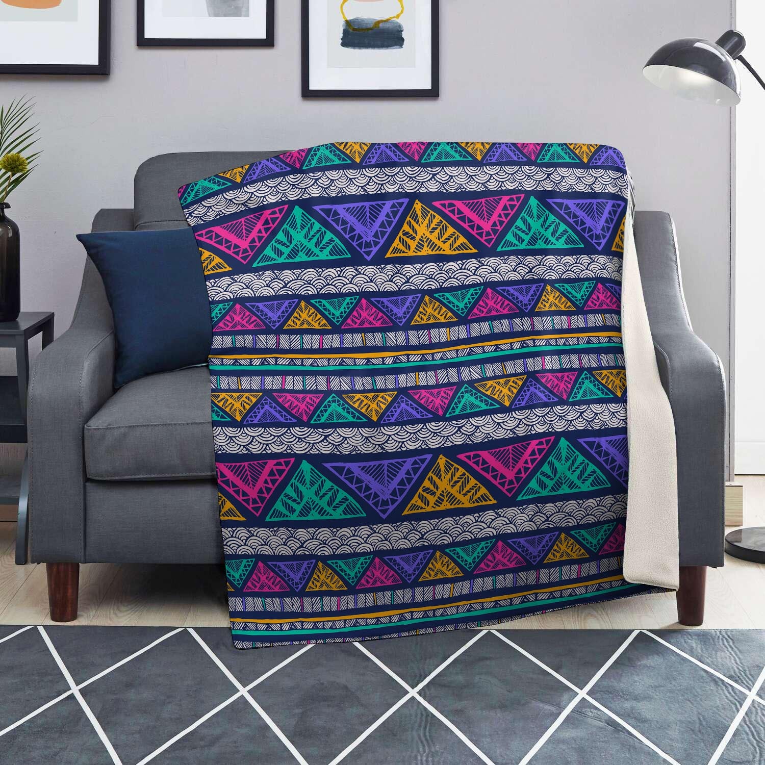 Multicolor Native Aztec Abstract Doodle Blanket-grizzshop