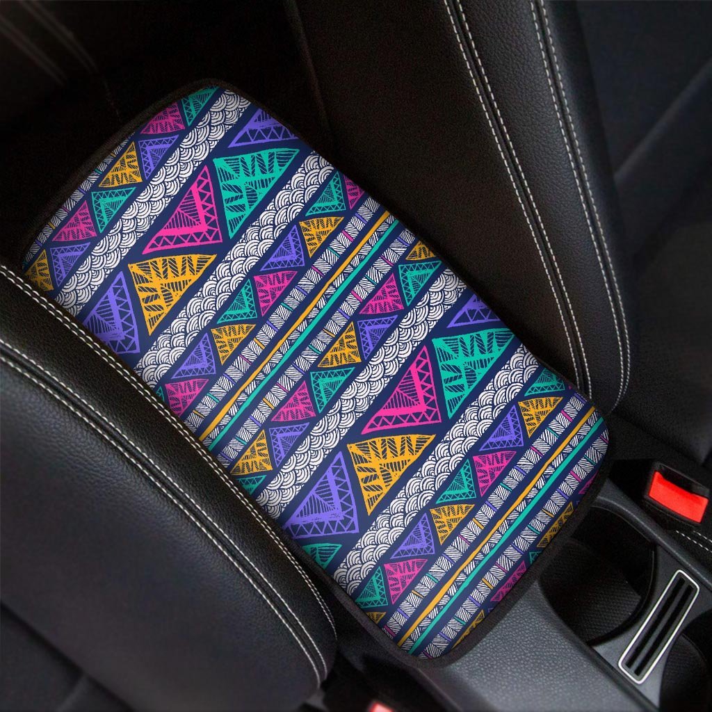 Multicolor Native Aztec Abstract Doodle Car Console Cover-grizzshop