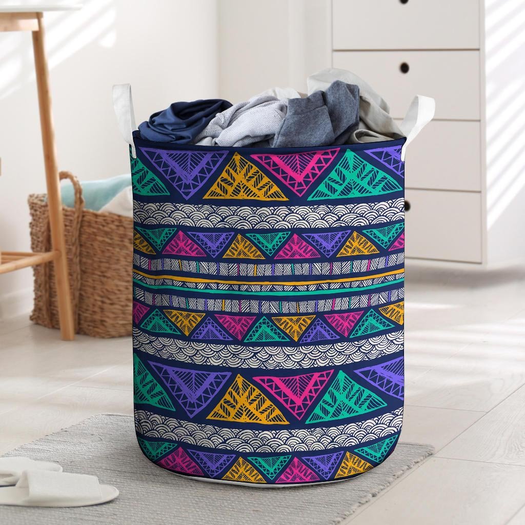 Multicolor Native Aztec Abstract Doodle Laundry Basket-grizzshop