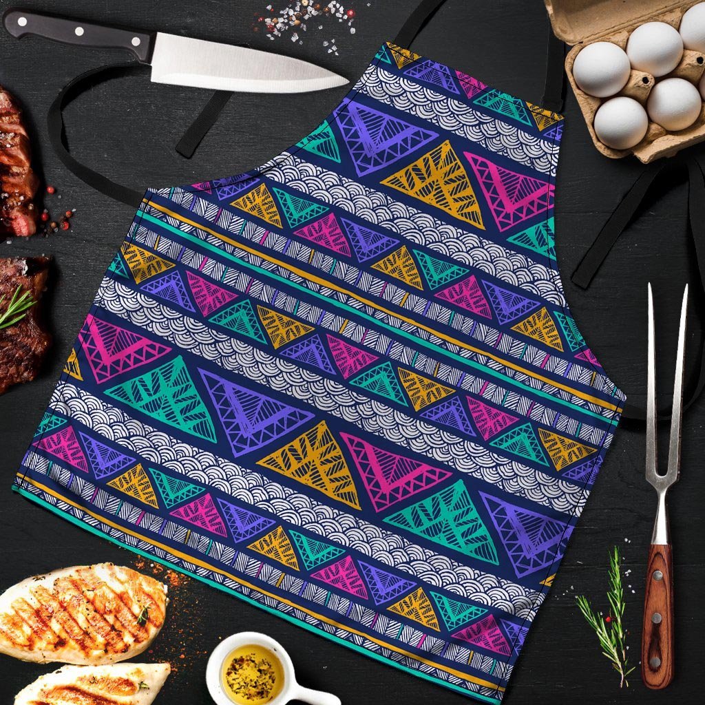 Multicolor Native Aztec Abstract Doodle Men's Apron-grizzshop