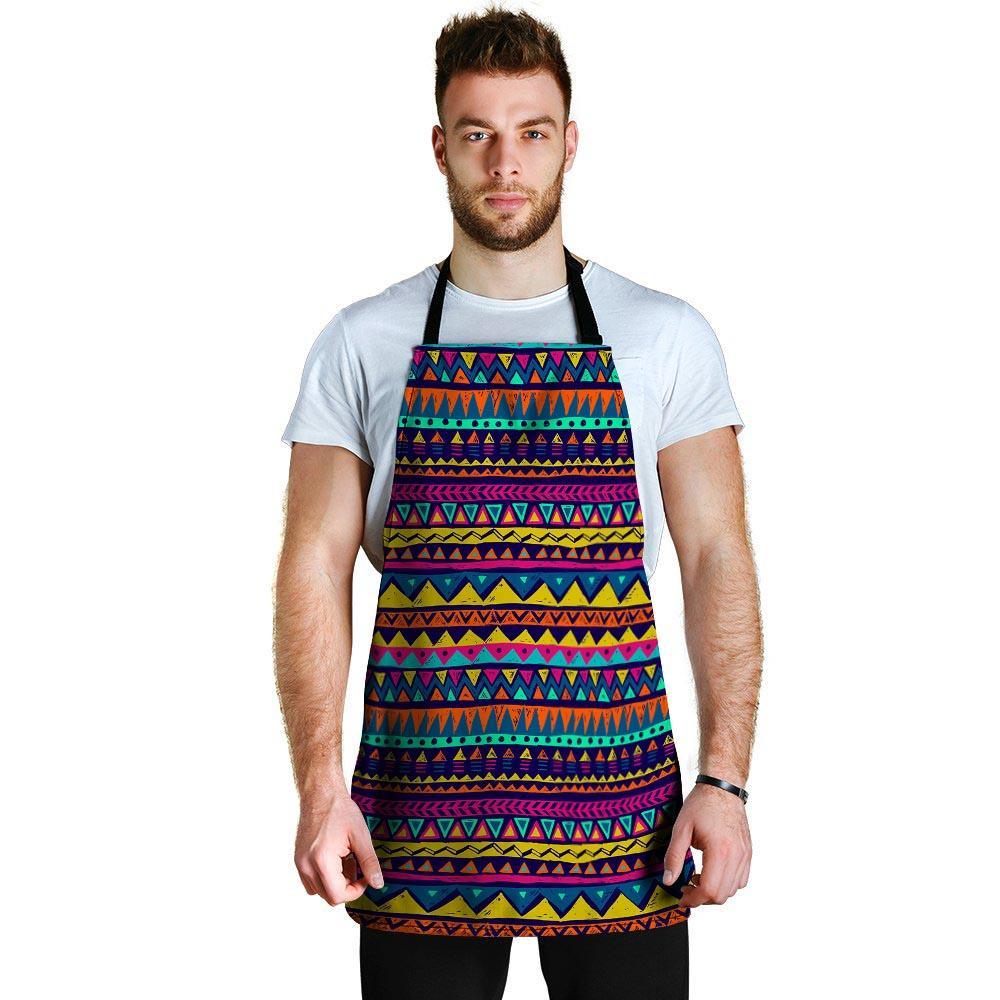 Multicolor Native Aztec Abstract Geometric Men's Apron-grizzshop