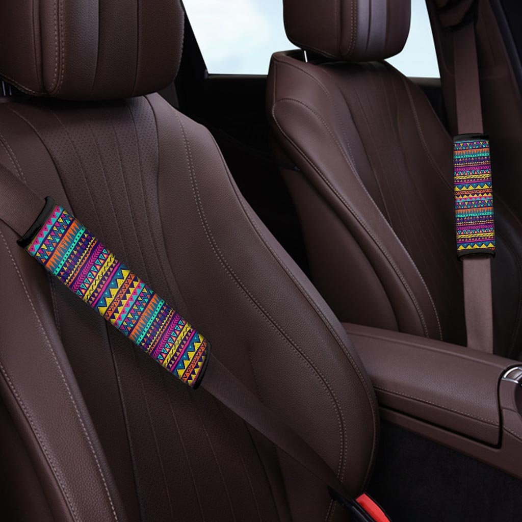 Multicolor Native Aztec Abstract Geometric Seat Belt Cover-grizzshop