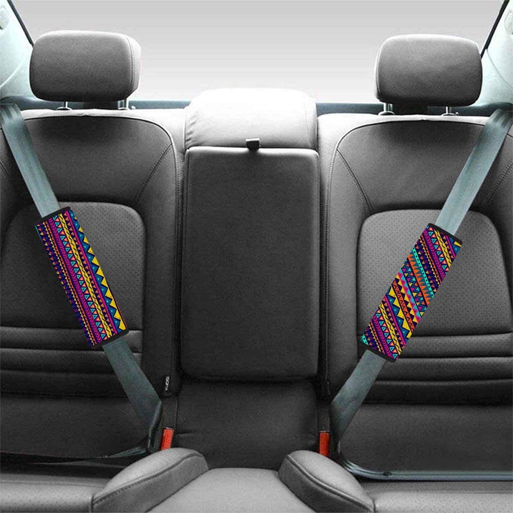 Multicolor Native Aztec Abstract Geometric Seat Belt Cover-grizzshop