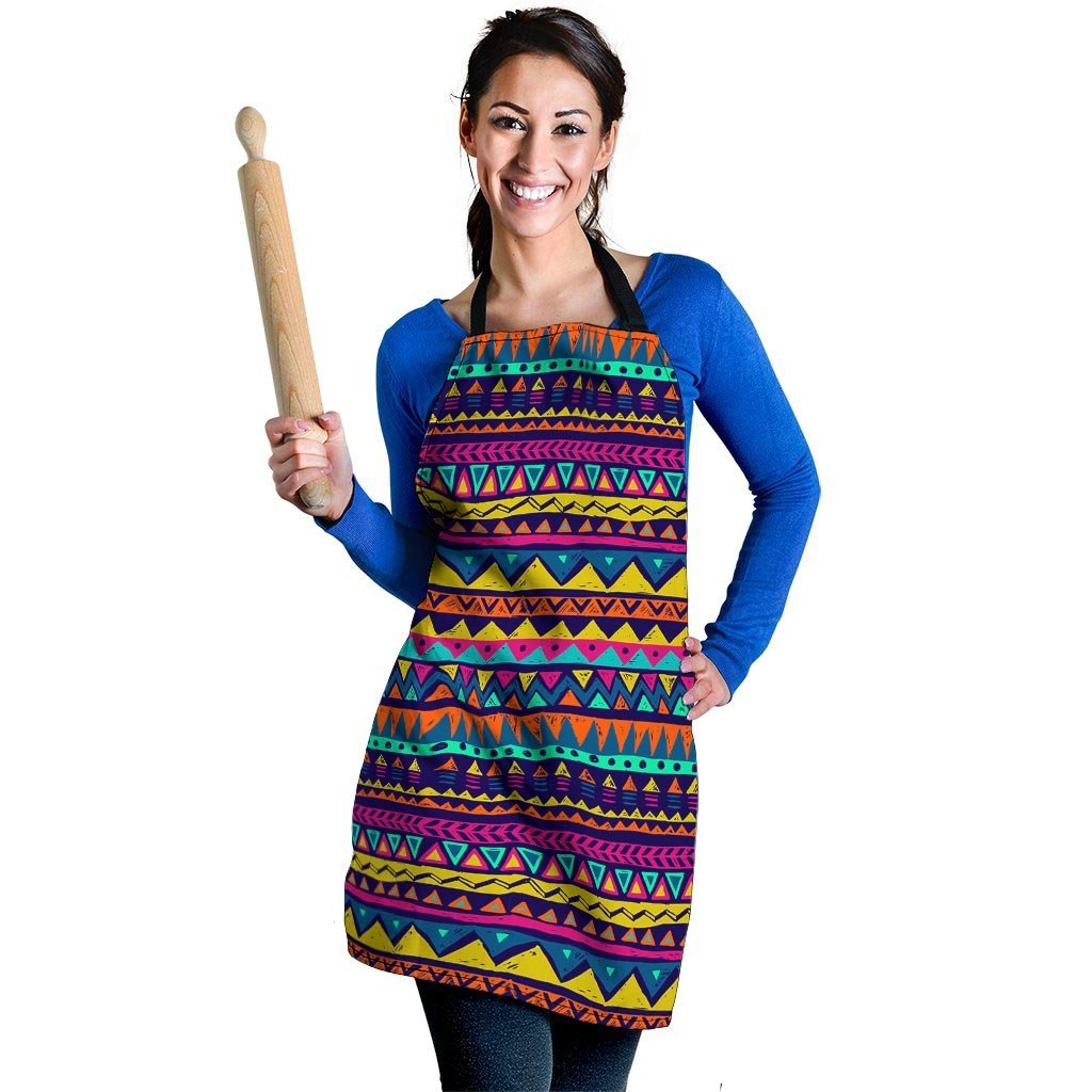 Multicolor Native Aztec Abstract Geometric Women's Apron-grizzshop