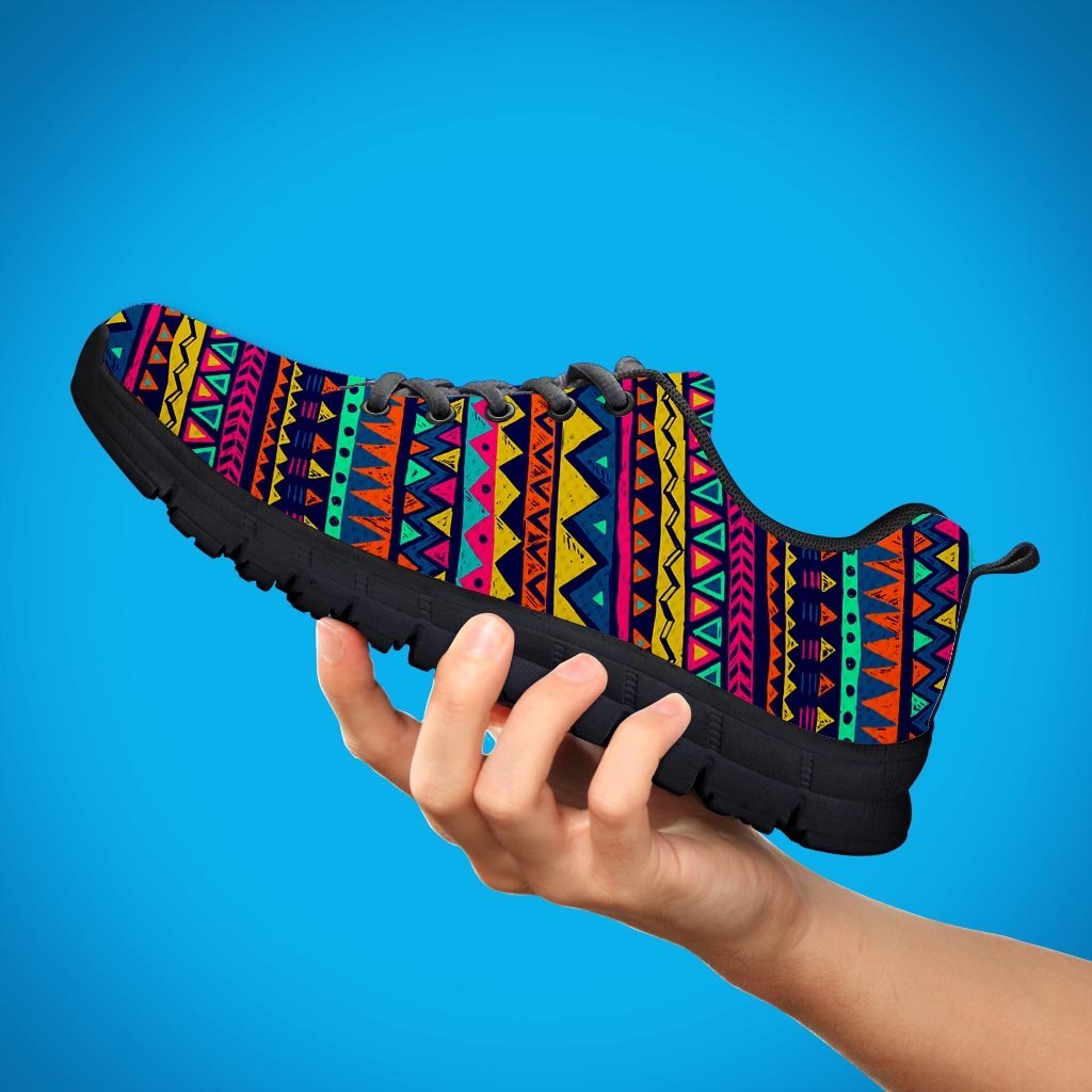 Multicolor Native Aztec Abstract Geometric Women's Sneakers-grizzshop