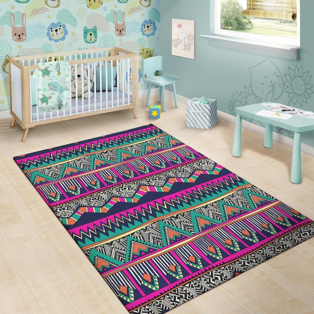 Multicolor Native Aztec Doodle Abstract Floor Mat-grizzshop