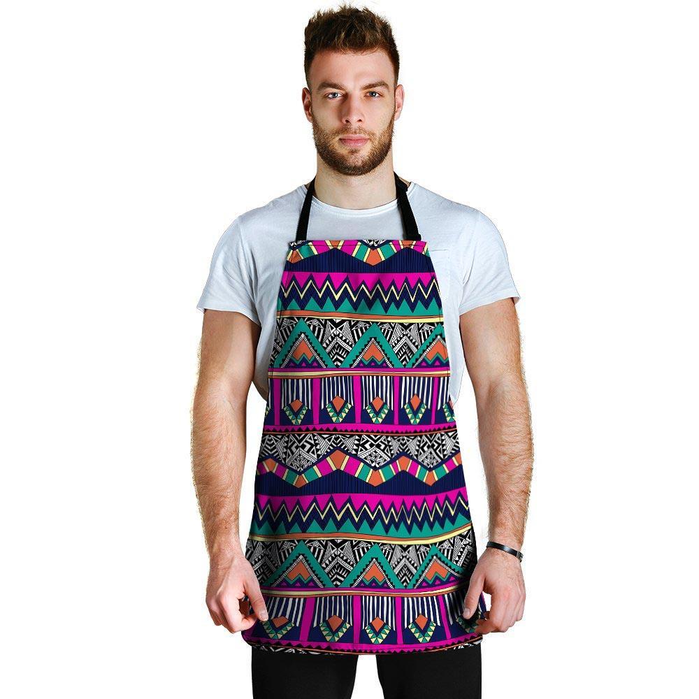 Multicolor Native Aztec Doodle Abstract Men's Apron-grizzshop