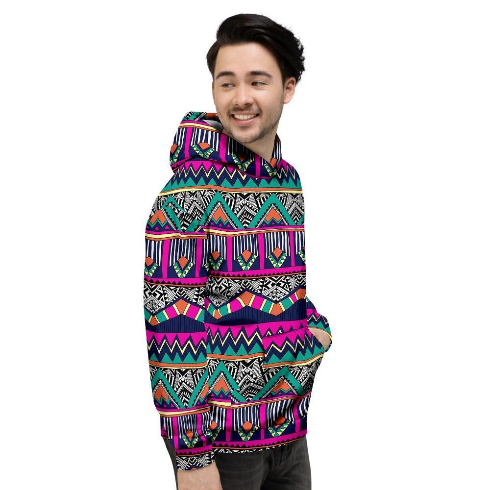 Multicolor Native Aztec Doodle Abstract Men's Hoodie-grizzshop