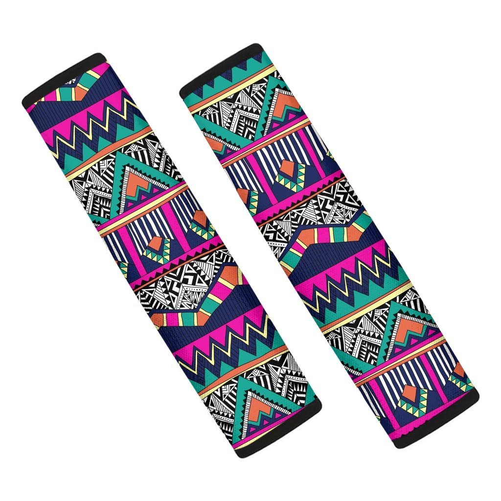 Multicolor Native Aztec Doodle Abstract Seat Belt Cover-grizzshop