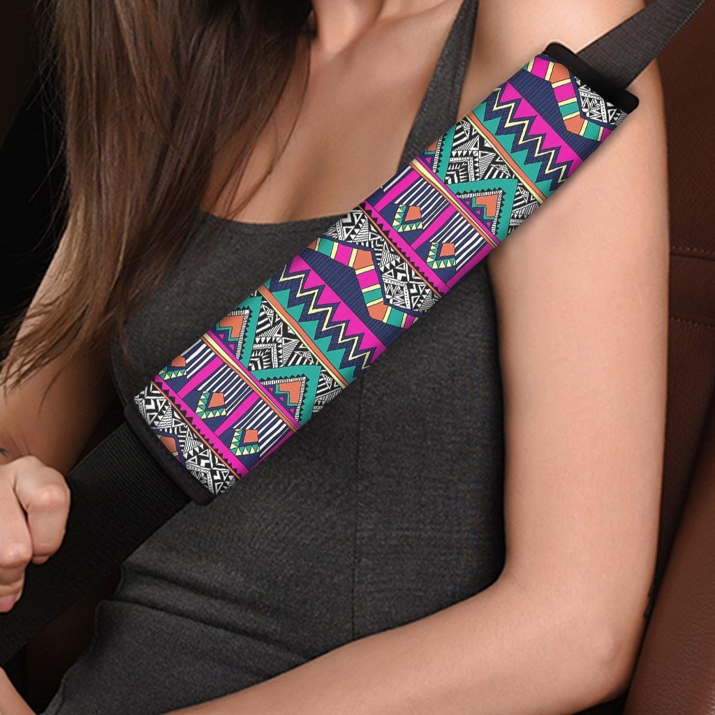 Multicolor Native Aztec Doodle Abstract Seat Belt Cover-grizzshop