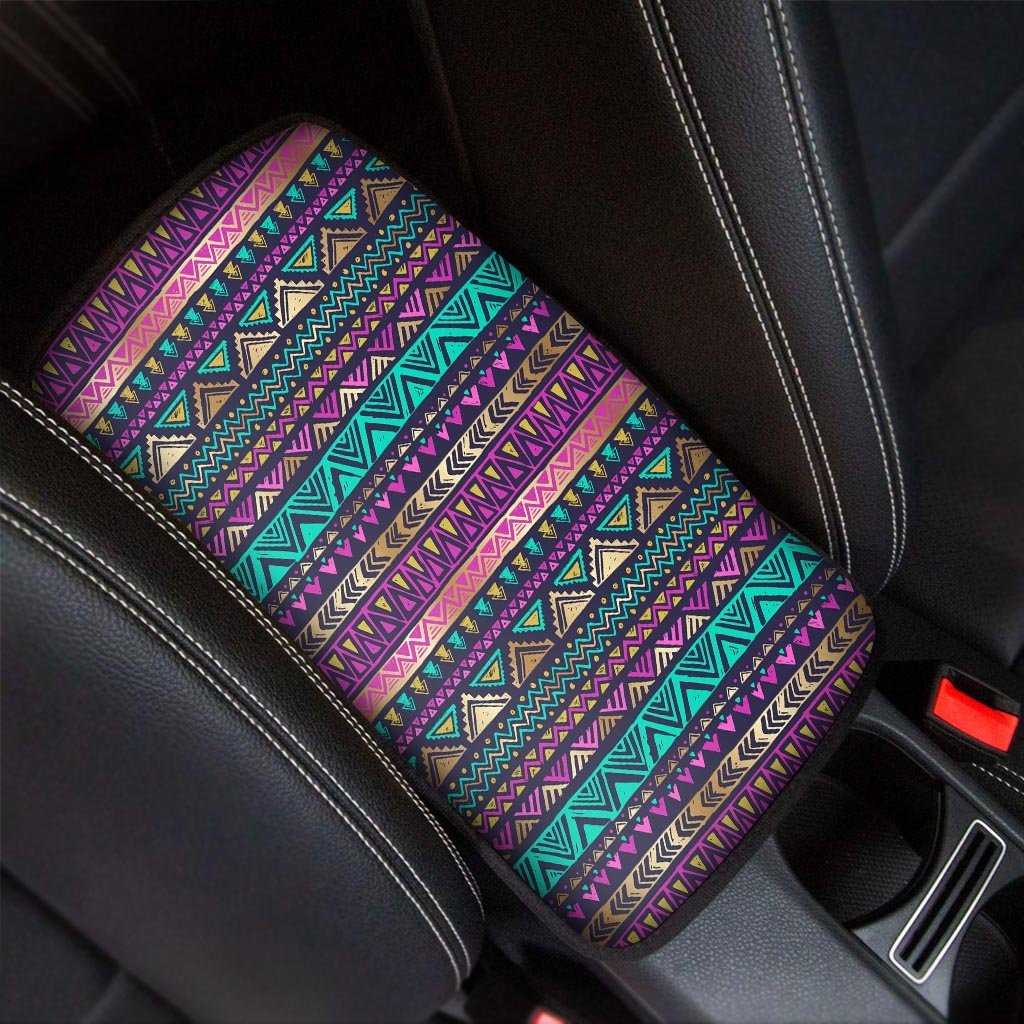 Multicolor Native Aztec Doodle Car Console Cover-grizzshop