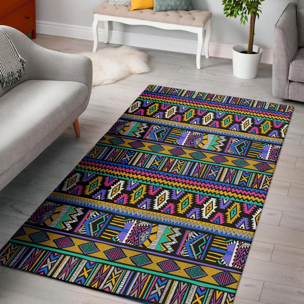 Multicolor Native Aztec Doodle Element Floor Mat-grizzshop