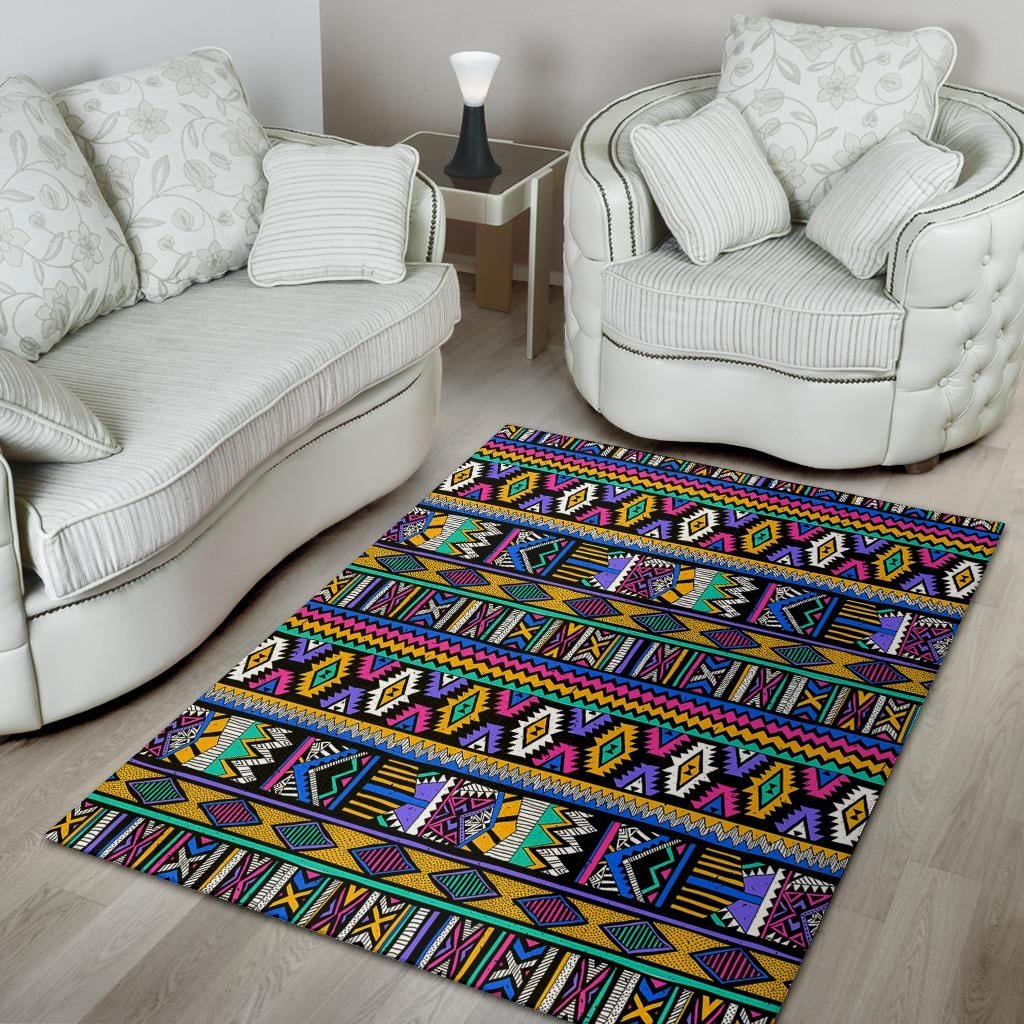 Multicolor Native Aztec Doodle Element Floor Mat-grizzshop