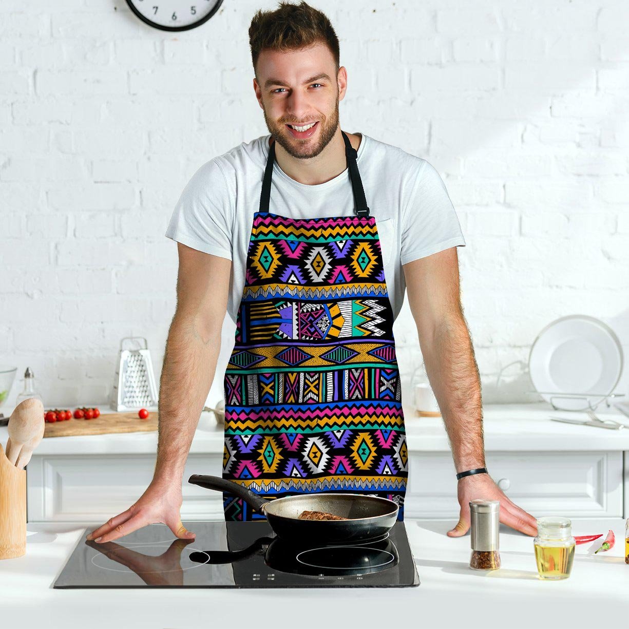 Multicolor Native Aztec Doodle Element Men's Apron-grizzshop