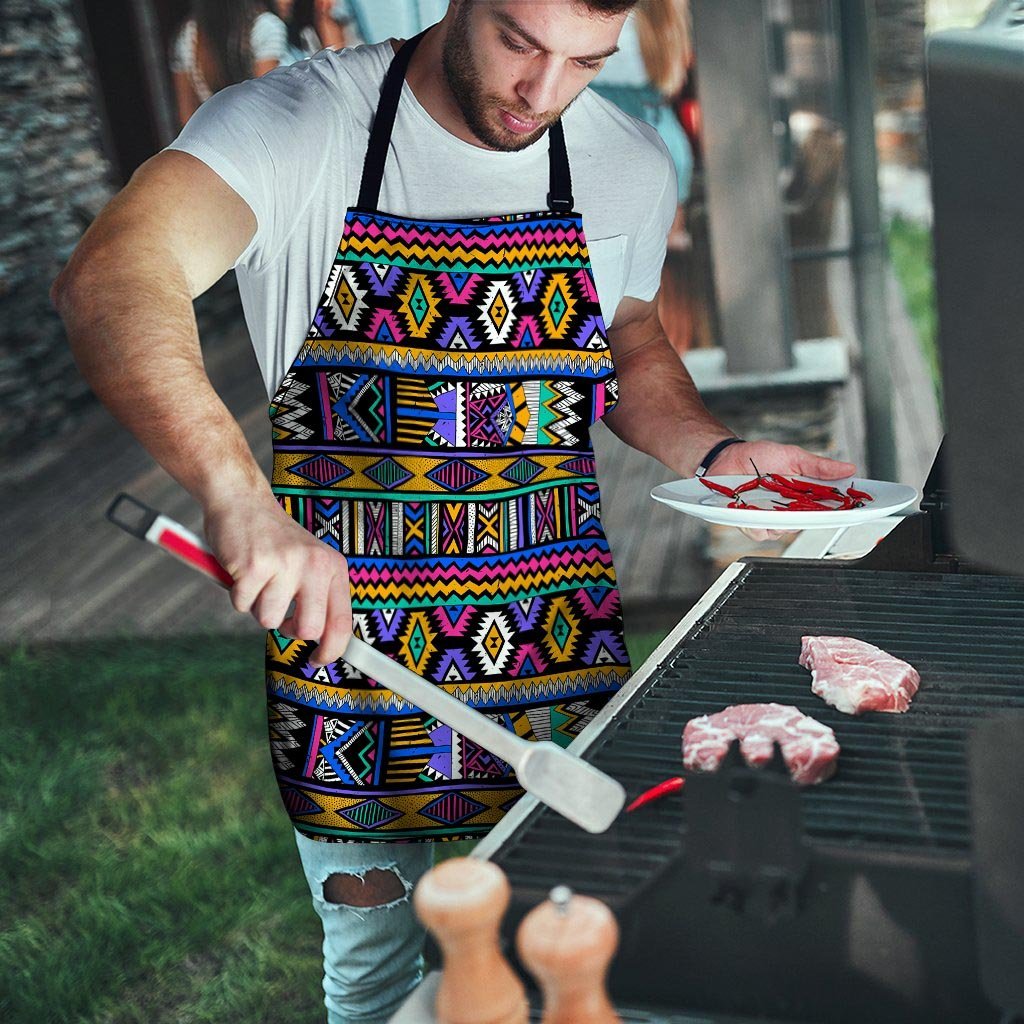 Multicolor Native Aztec Doodle Element Men's Apron-grizzshop