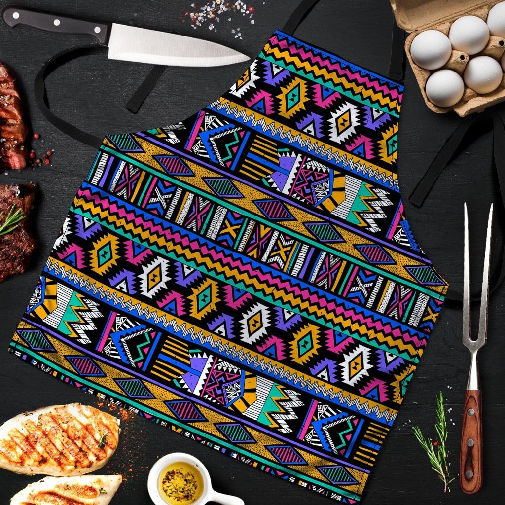 Multicolor Native Aztec Doodle Element Men's Apron-grizzshop