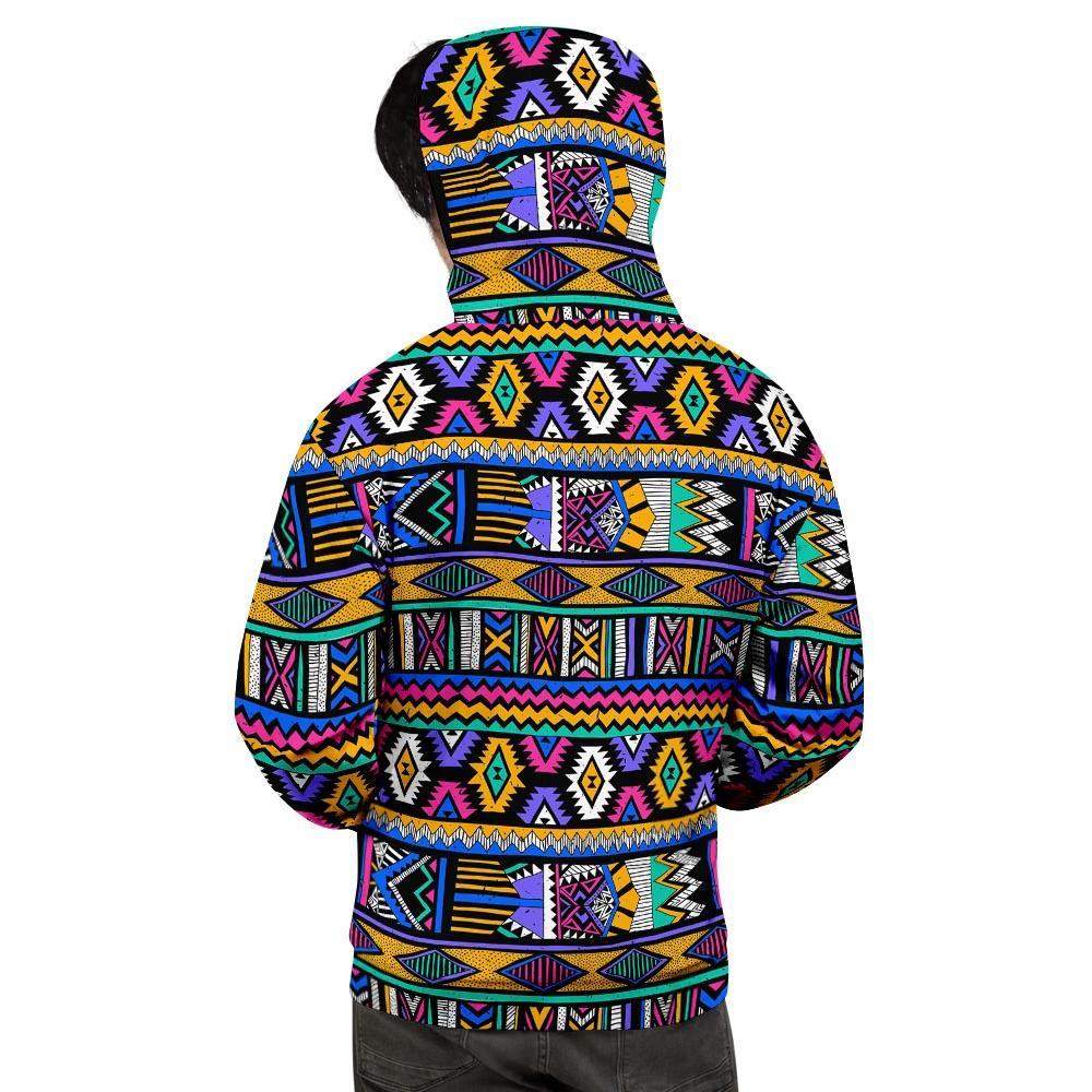 Multicolor Native Aztec Doodle Element Men's Hoodie-grizzshop