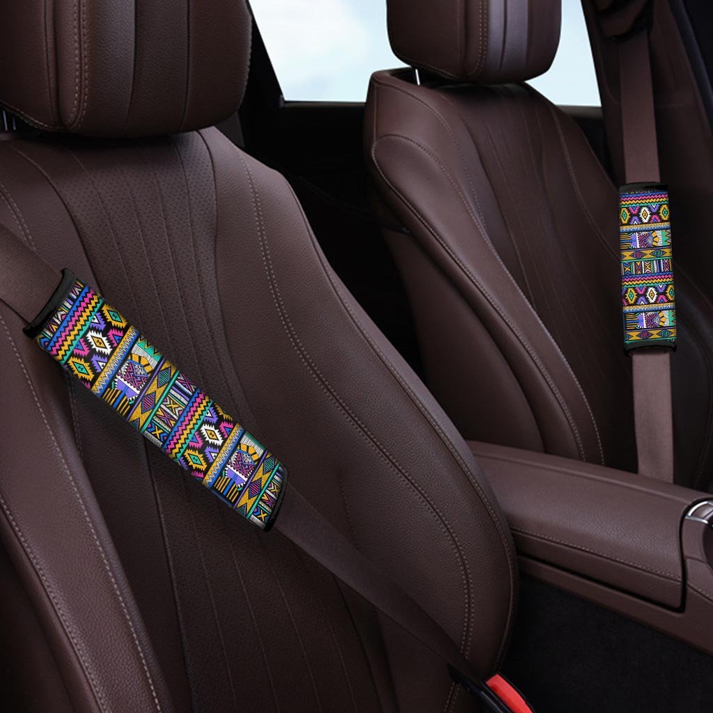 Multicolor Native Aztec Doodle Element Seat Belt Cover-grizzshop