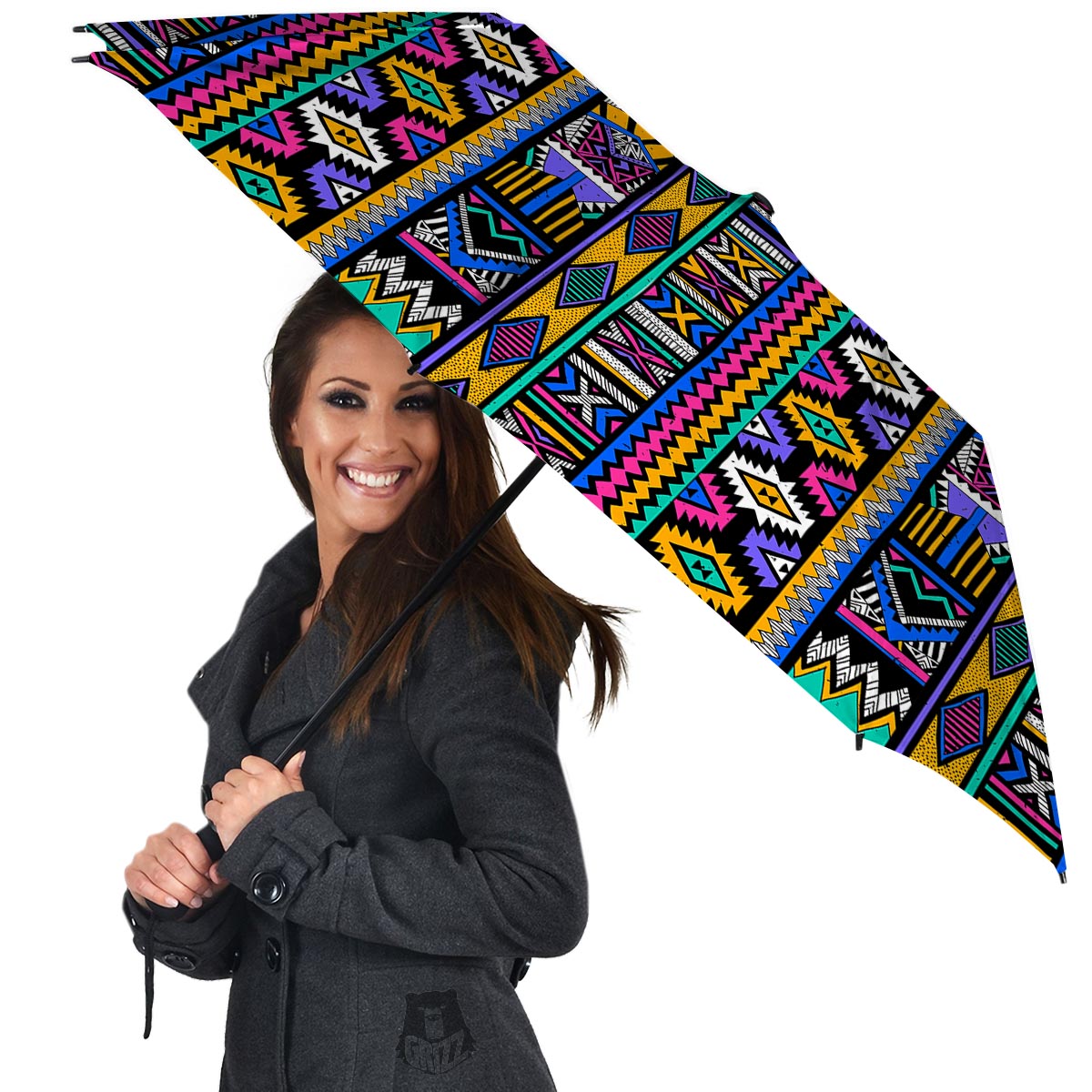 Multicolor Native Aztec Doodle Element Umbrella-grizzshop
