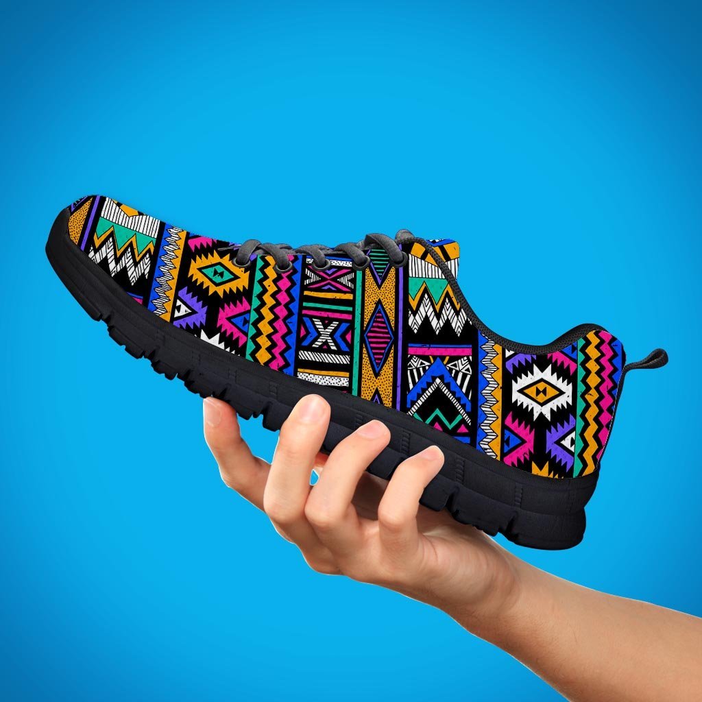 Multicolor Native Aztec Doodle Element Women's Sneakers-grizzshop