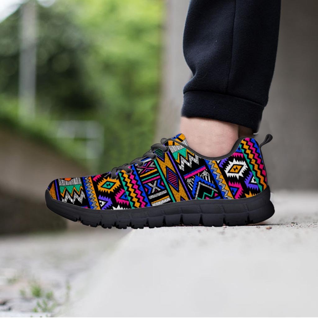 Multicolor Native Aztec Doodle Element Women's Sneakers-grizzshop