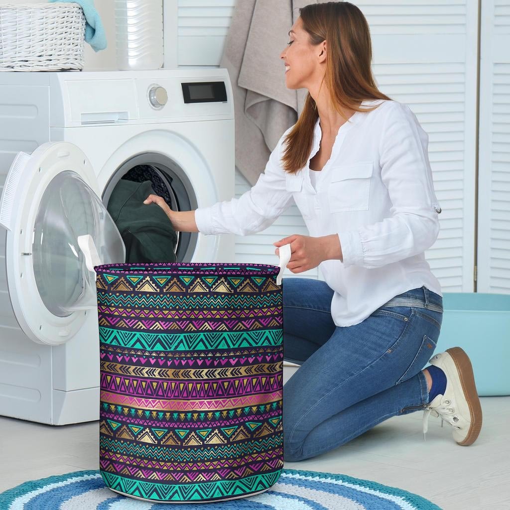 Multicolor Native Aztec Doodle Laundry Basket-grizzshop