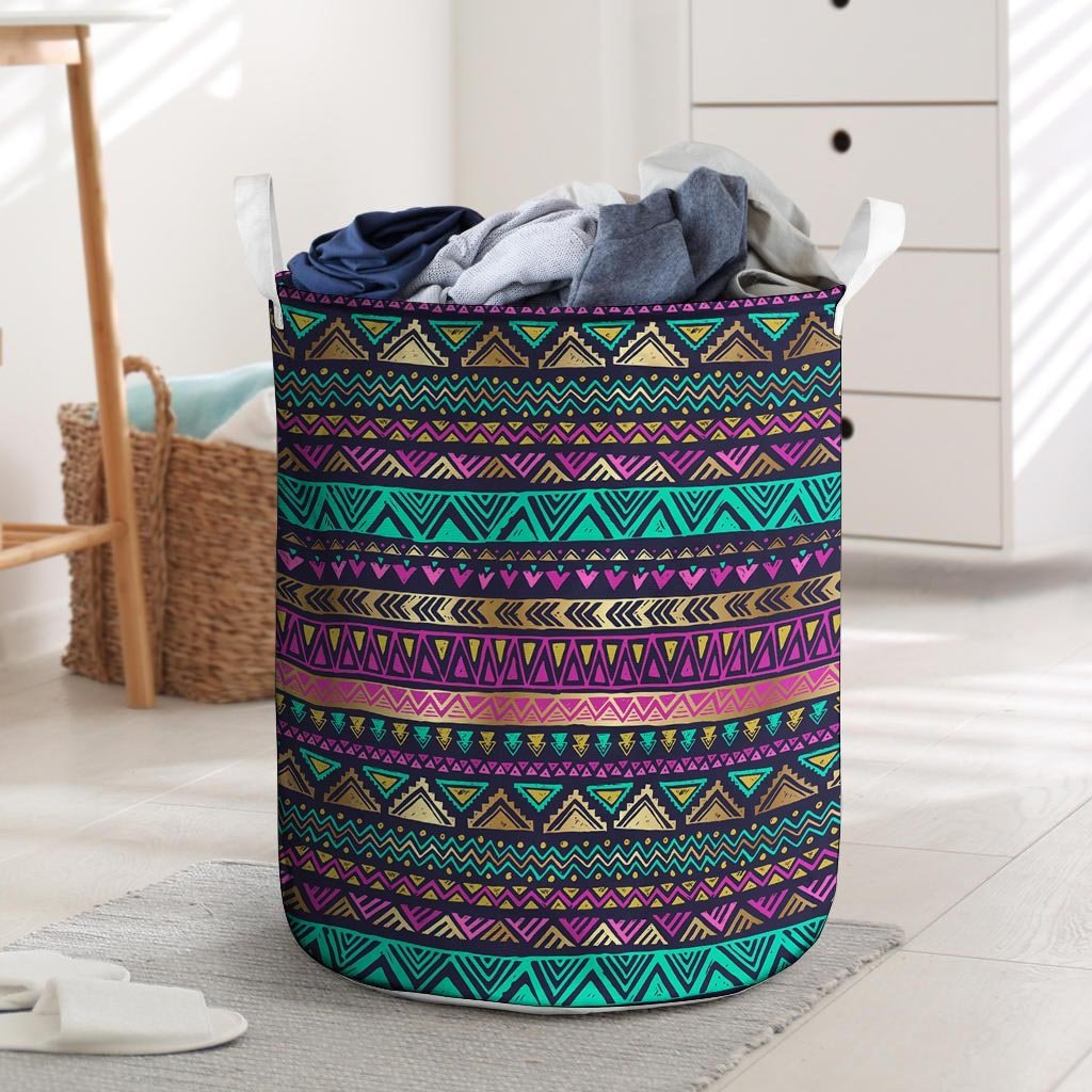 Multicolor Native Aztec Doodle Laundry Basket-grizzshop