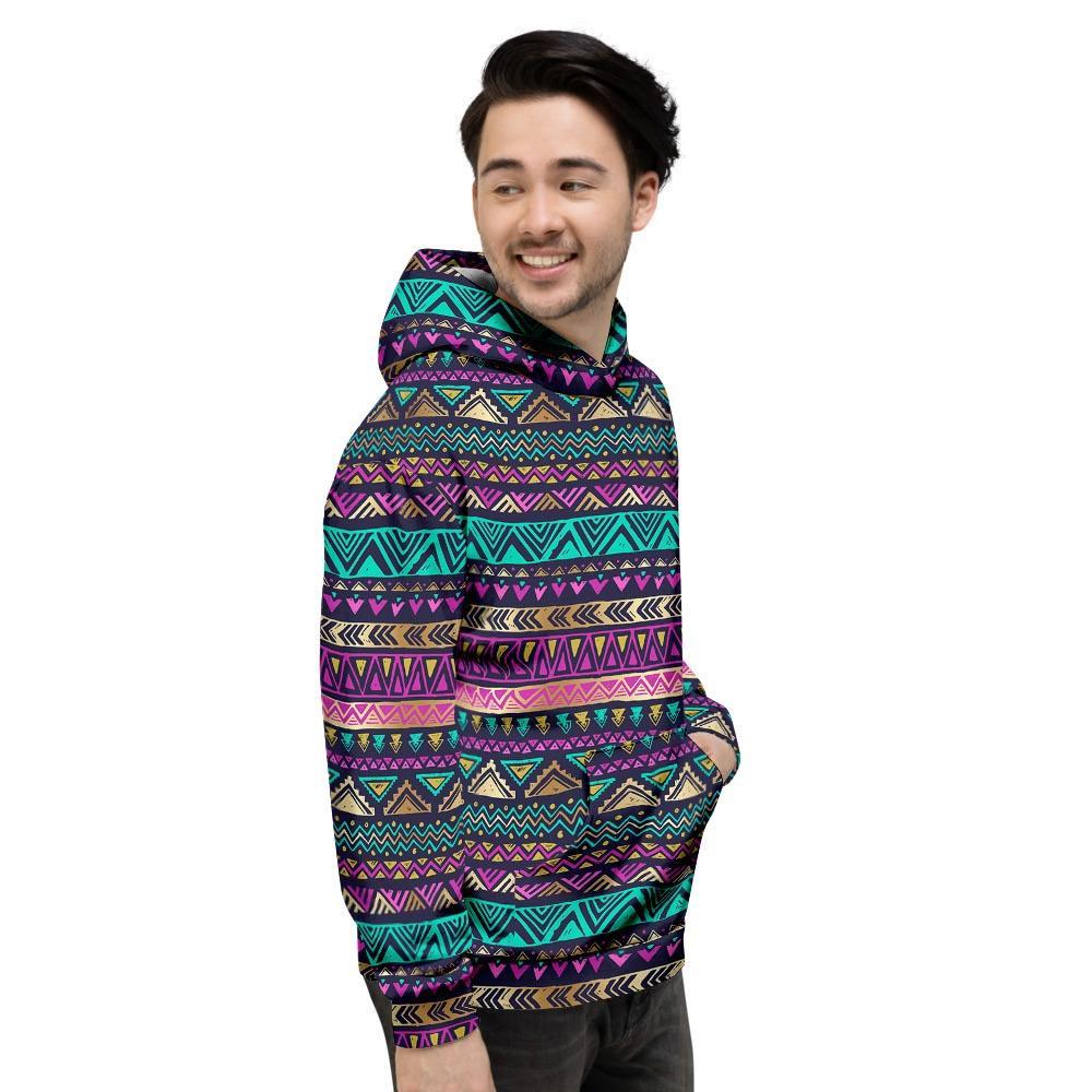 Multicolor Native Aztec Doodle Men's Hoodie-grizzshop